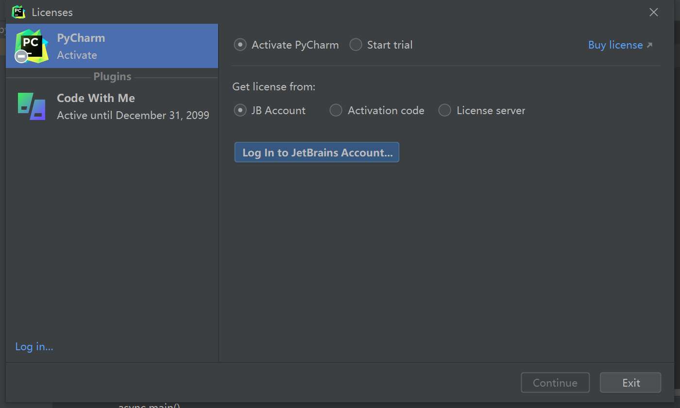 Pycharm 2022.1 弹出对话框,提示需要登录账户
